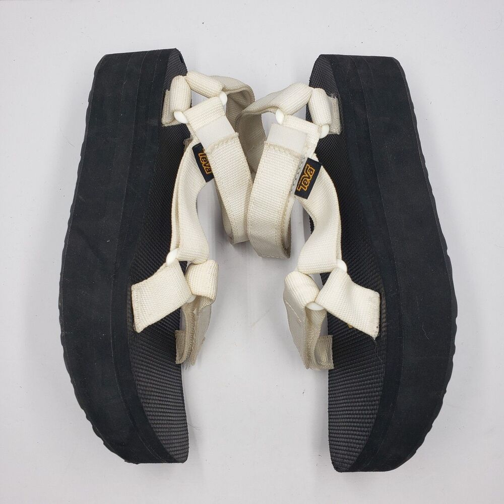 Teva Midform Universal Platform Sandals Womens 8 White Black Strappy Retro - Picture 13 of 14
